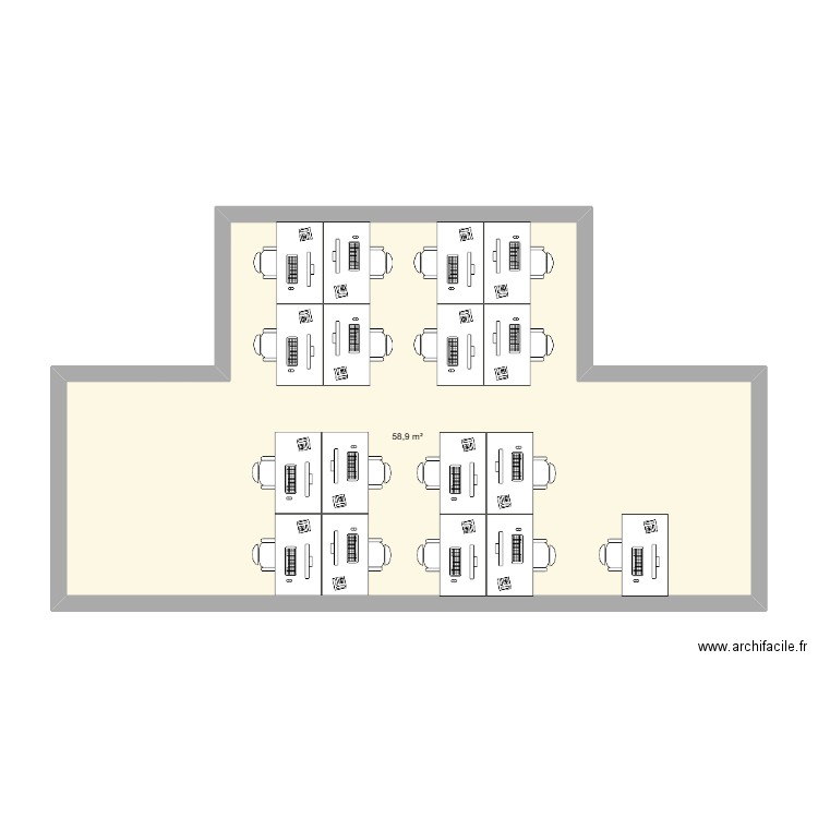 Plan bureau. Plan de 1 pièce et 59 m2