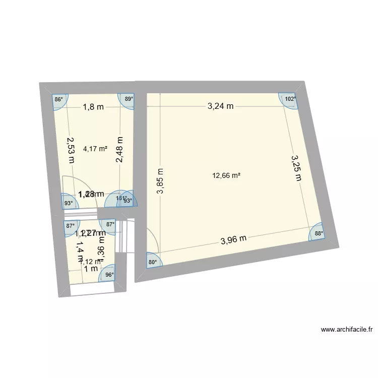 sdbmela. Plan de 3  et 18 m²