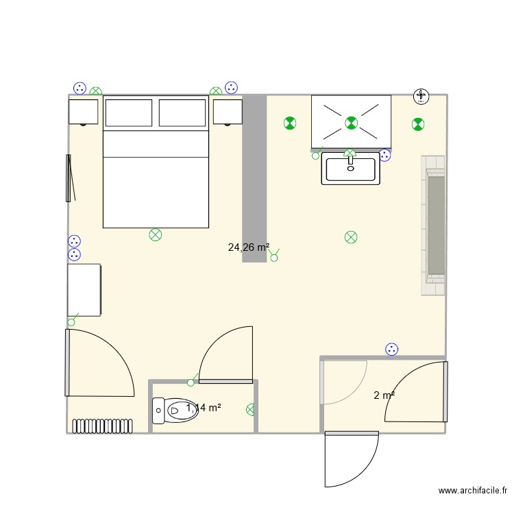 Plan de base. Plan de 3 pièces et 27 m2