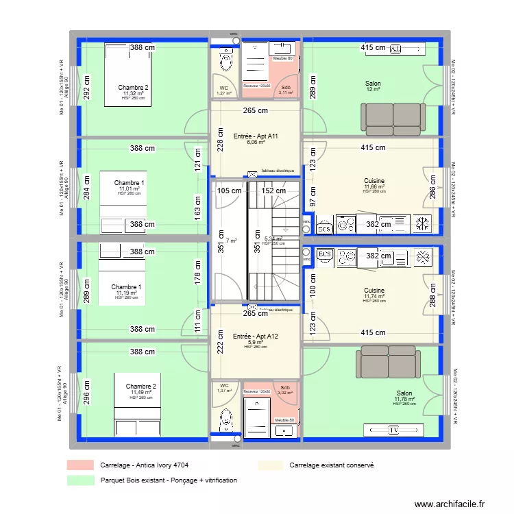 Saint Girons 7 - 1er étage. Plan de 22 et 123 m² Saint Girons 7 - 1er étage. Plan de 22 et 123 m²