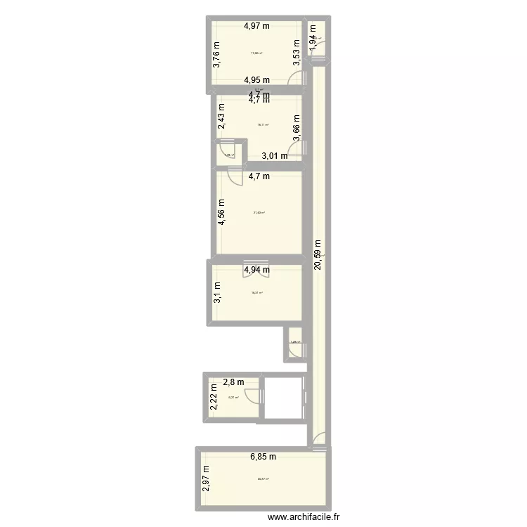 plan 1. Plan de 11  et 116 m²