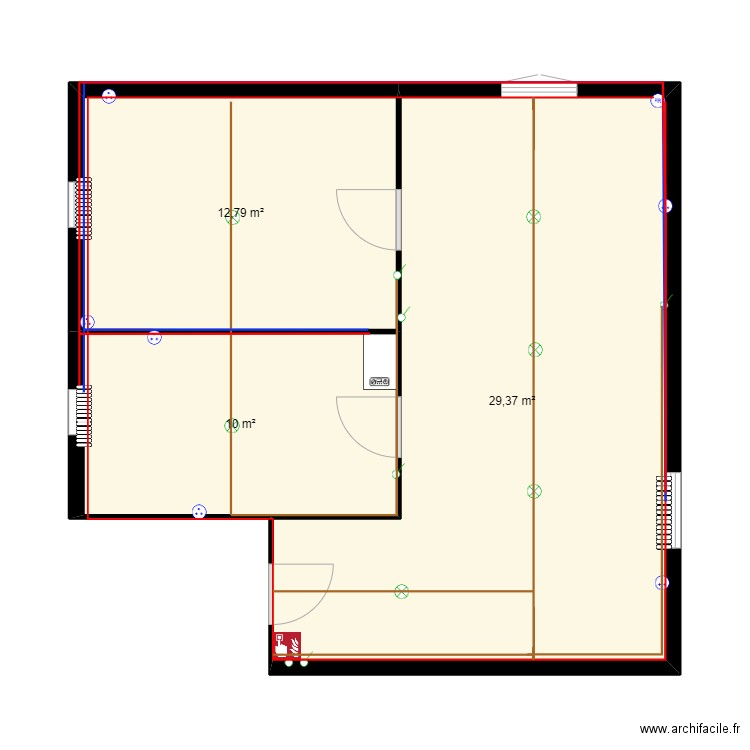 APPART ELEC. Plan de 3 pièces et 52 m2