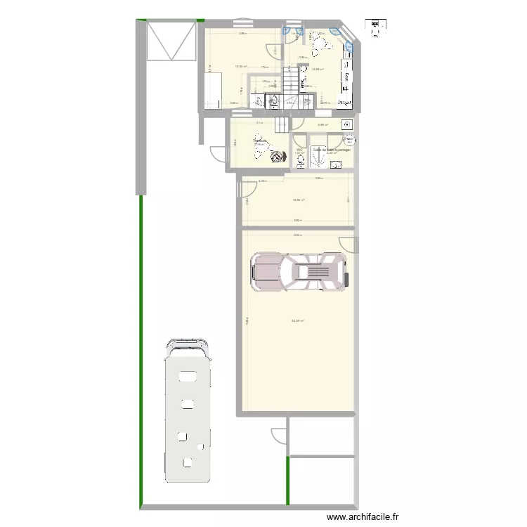 maison 94 rdc 3 CH sdb a partager  projet wc. Plan de 14  et 139 m²
