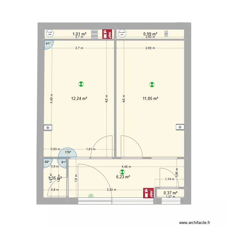 Villate. Plan de 7  et 34 m²