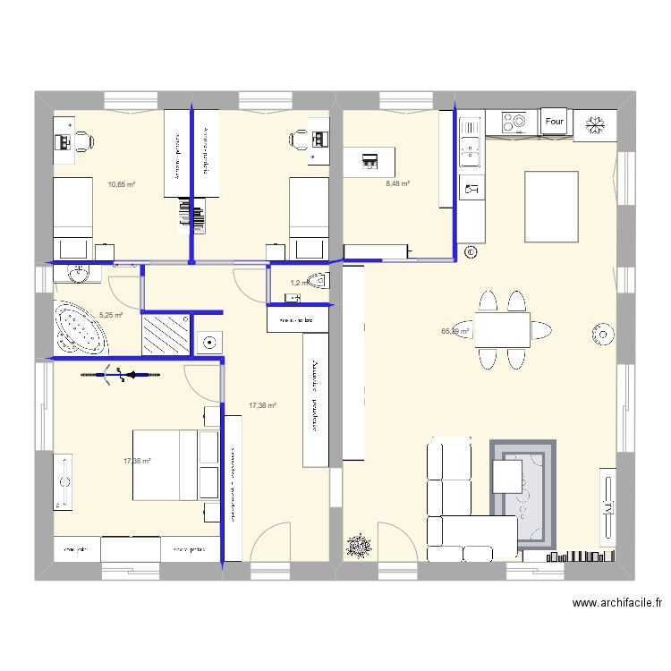 maison. Plan de 7 pièces et 126 m2