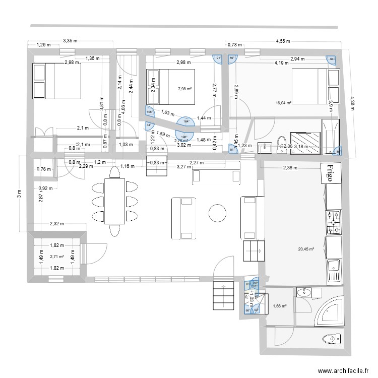 Saint Christ agrandissement. Plan de 7 pièces et 52 m2