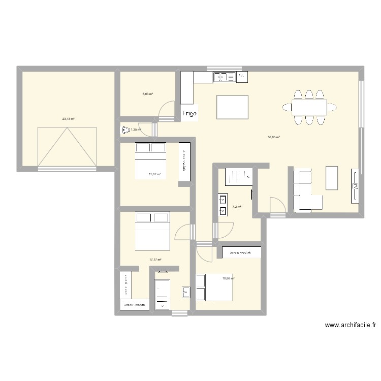 extraco. Plan de 8 pièces et 137 m2