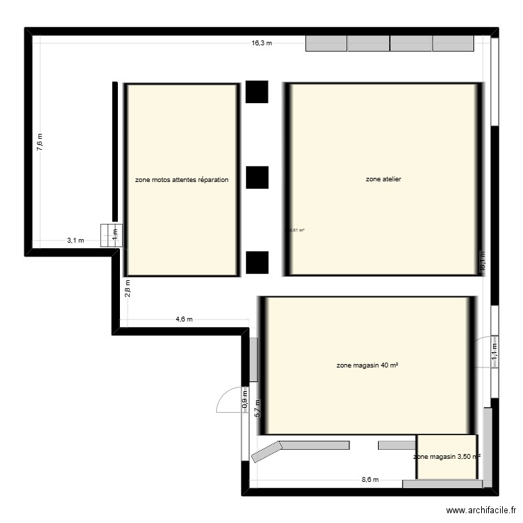 racing moto 14 zones. Plan de 1 pièce et 210 m2
