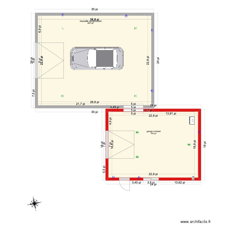 garage kev meag. Plan de 2 pièces et 97 m2