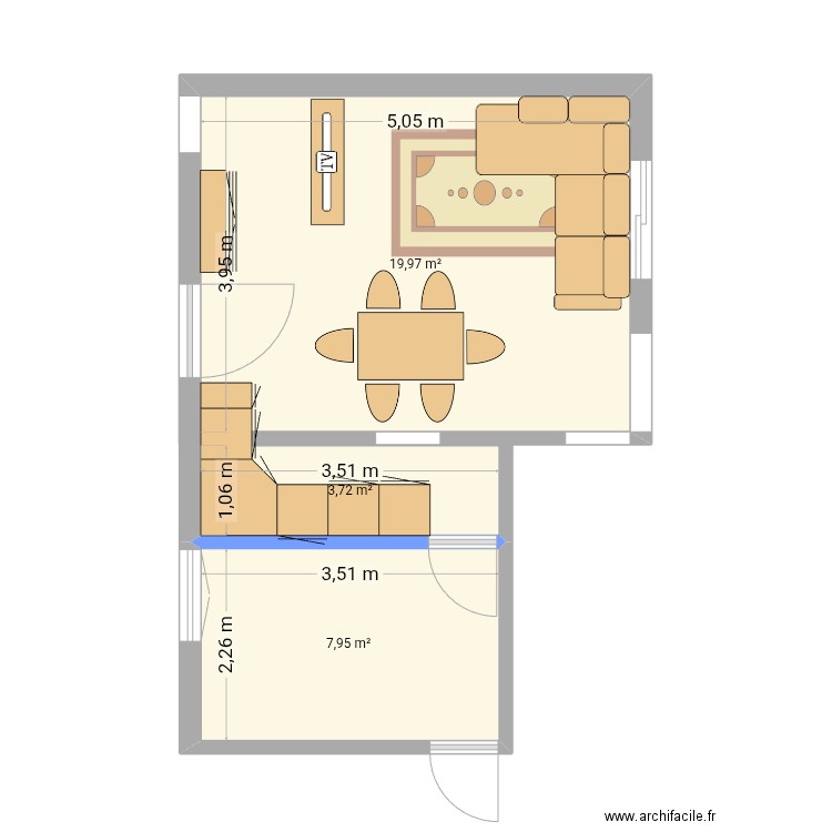 Vendee - sejour. Plan de 3 pièces et 32 m2