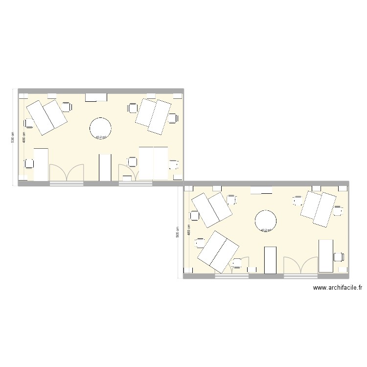 2201-2. Plan de 2 pièces et 86 m2