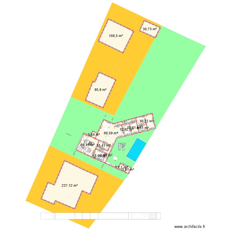 essais 2. Plan de 16 pièces et 722 m2