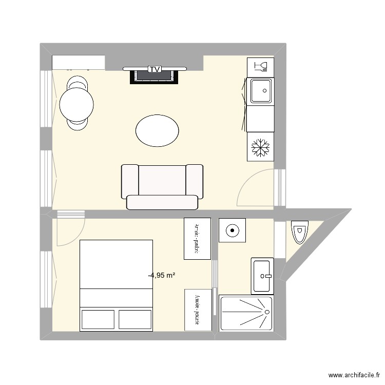 Sulpice r+2 #2. Plan de 1 pièce et 12 m2