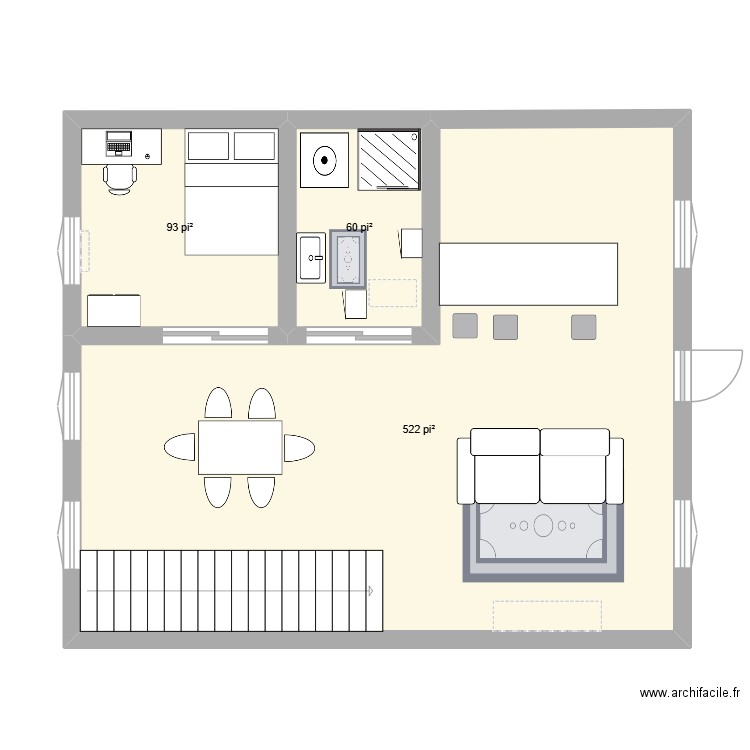 984. Plan de 3 pièces et 63 m2