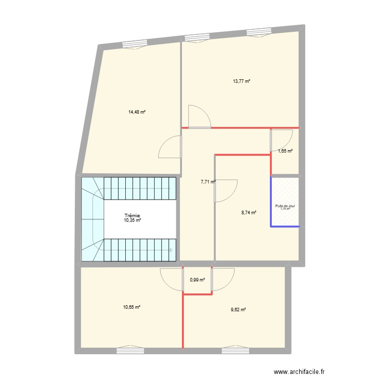 CAPDEVILLE EDL R+2. Plan de 10 pièces et 80 m2