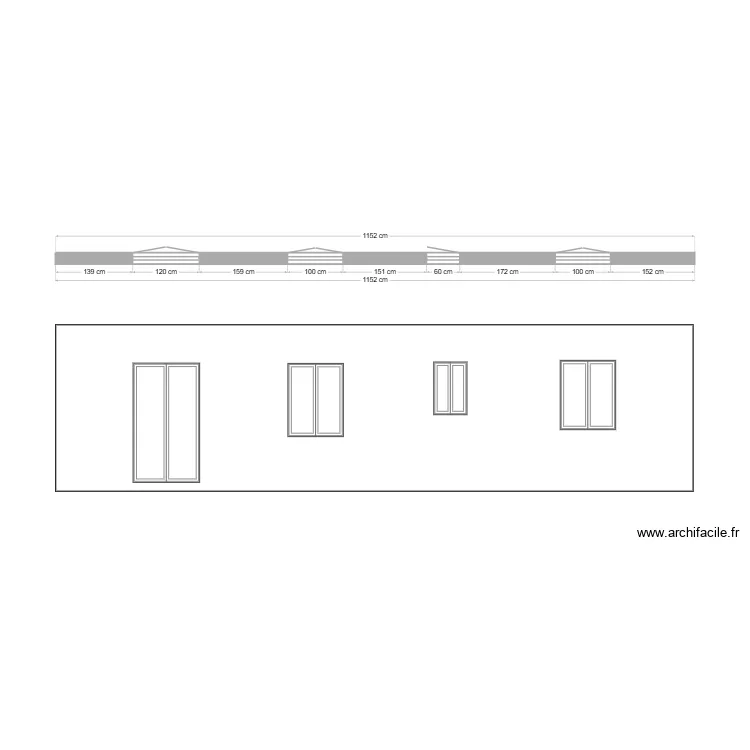 Existant fa&ccedil;ade arri&egrave;re. Plan de 
