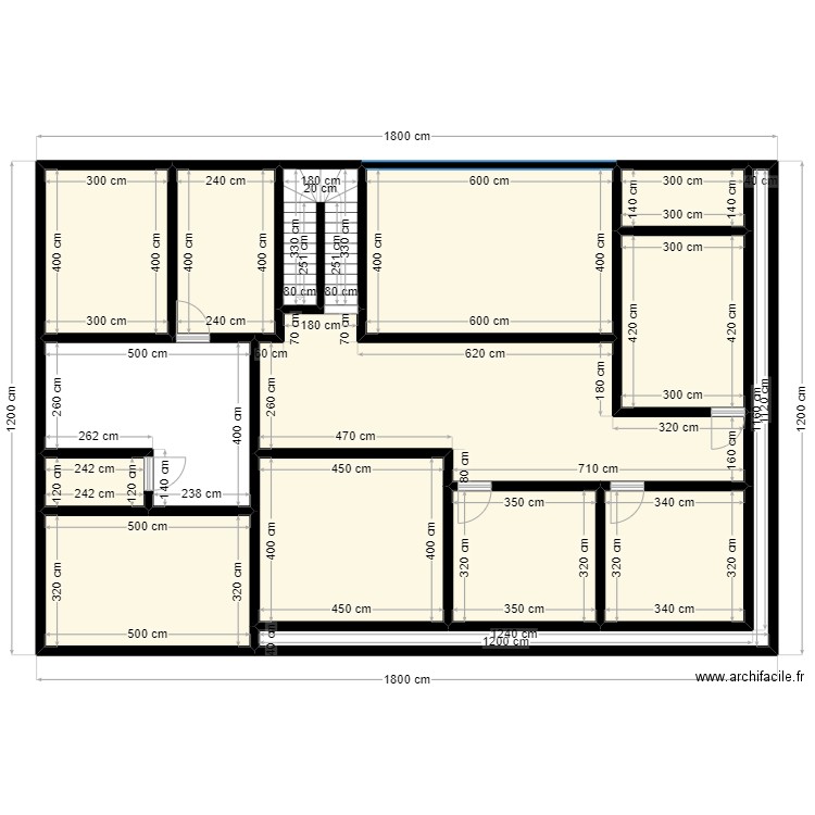 Plan. Plan de 14 pièces et 184 m2