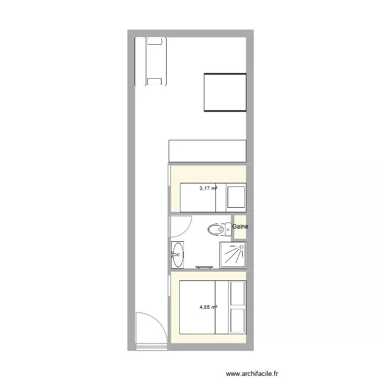 Roche Blanche 58 (3). Plan de 3  et 8 m²