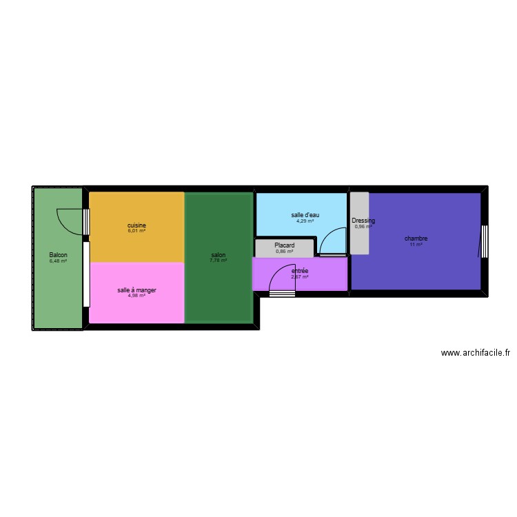 appartement parisien zooning 1. Plan de 10 pièces et 70 m2