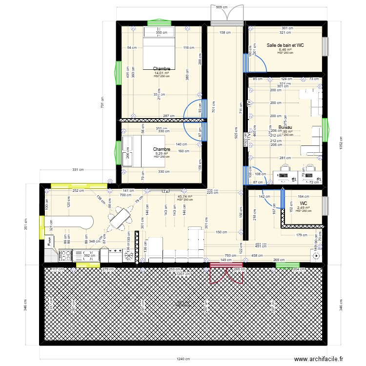 killer 2. Plan de 7 pièces et 131 m2