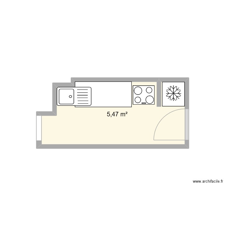 mon plan cuisine. Plan de 1 pièce et 5 m2