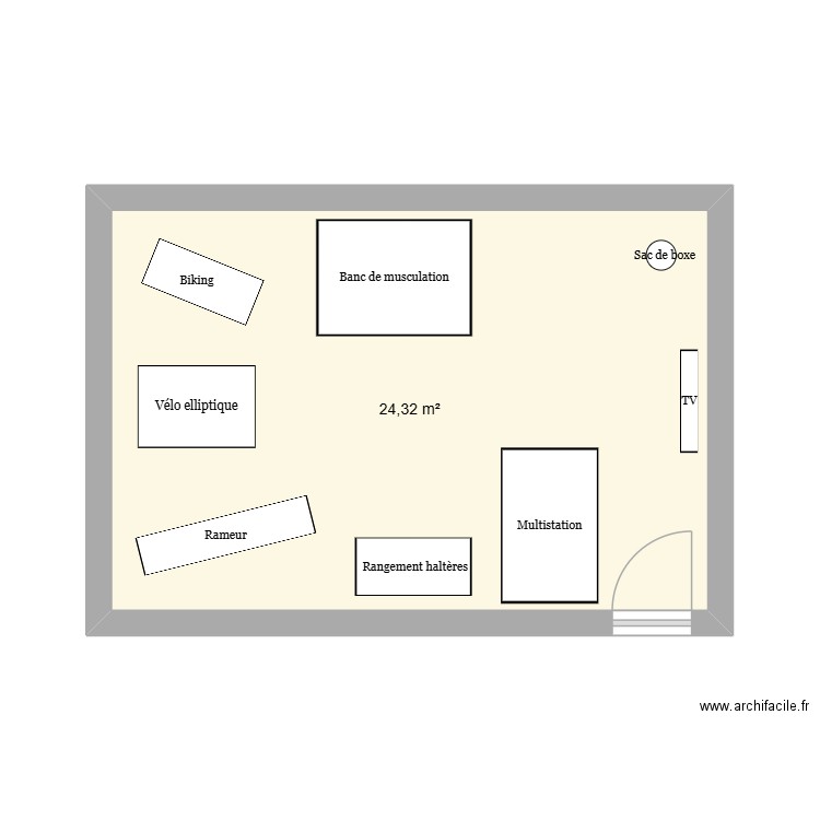 SALLE DE MUSCULATION. Plan de 1 pièce et 24 m2