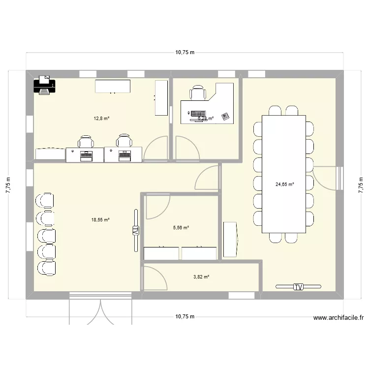 accueil mairie modif. Plan de 6  et 72 m²