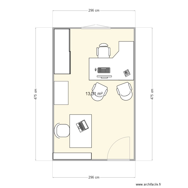 foyer duclos bureau partagé. Plan de 1 pièce et 13 m2