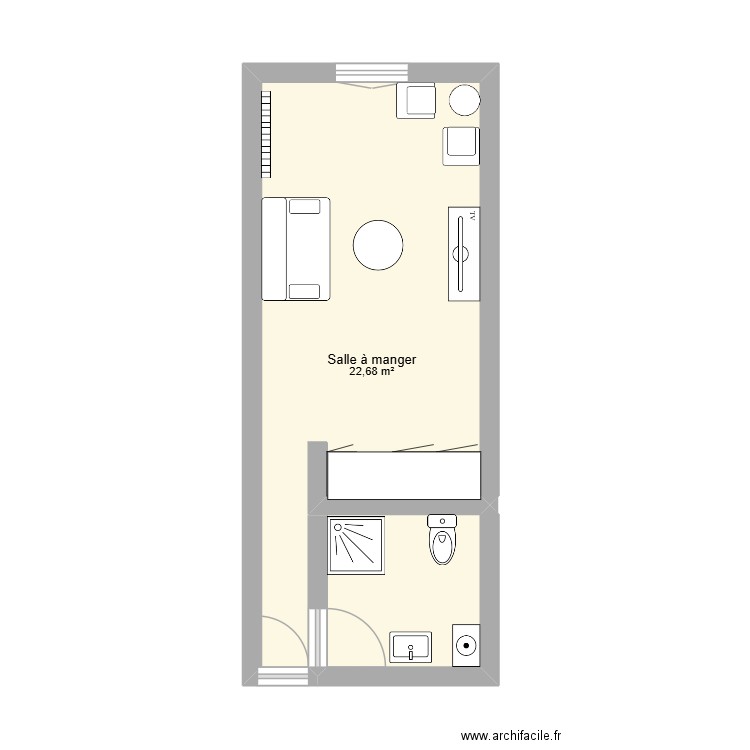 VSL V1. Plan de 1 pièce et 23 m2