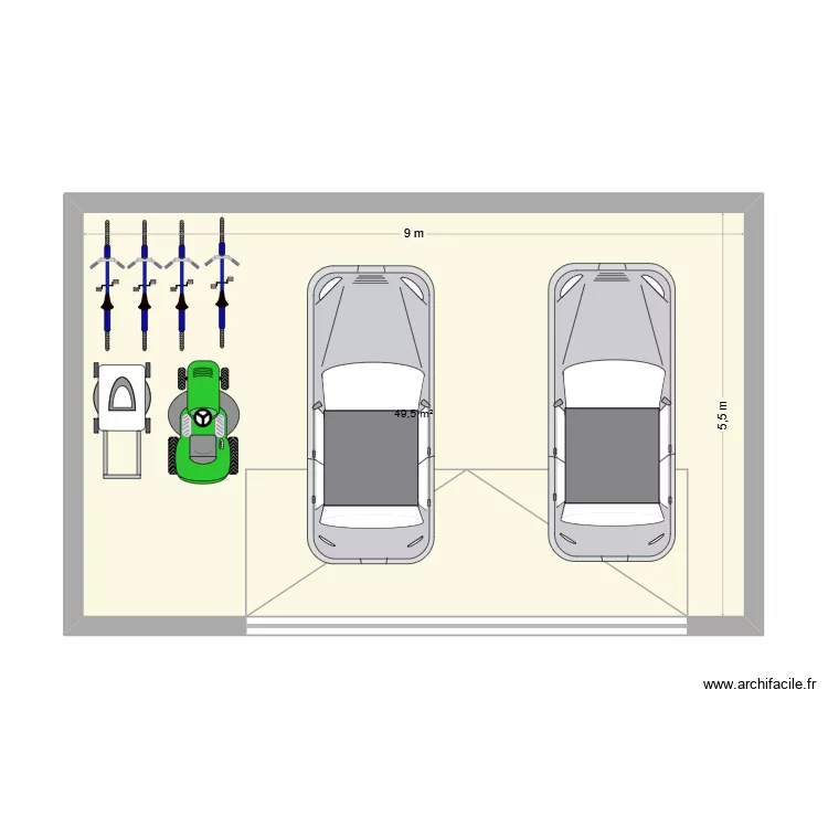 Garage_49_THD. Plan de 1  et 50 m²