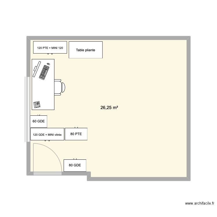 STUDIO. Plan de 1 pièce et 26 m2