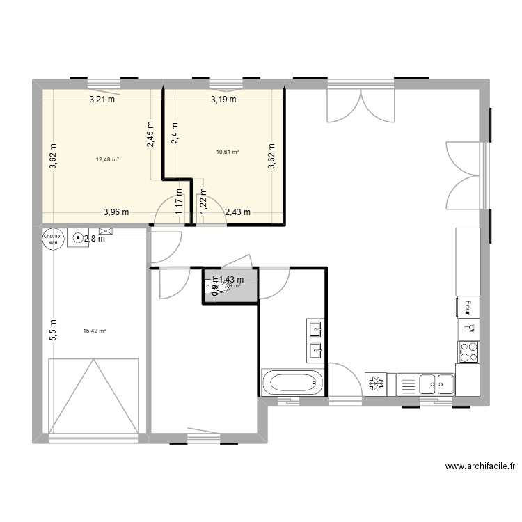 Maison CAMUS 80m. Plan de 4 pièces et 40 m2