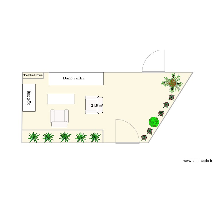 Terrasse avec clim coin G. Plan de 0 pièce et 0 m2
