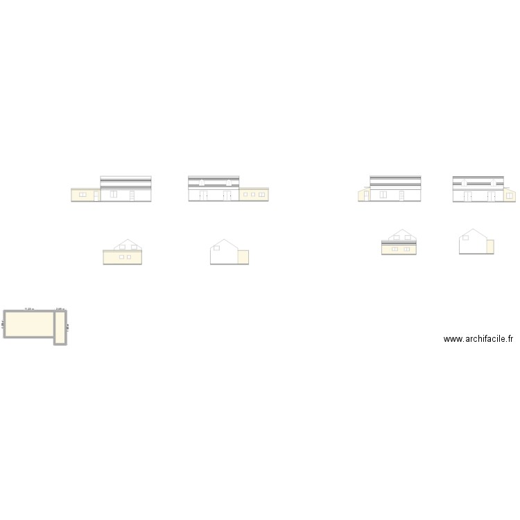 La Chérelle. Plan de 2 pièces et 77 m2