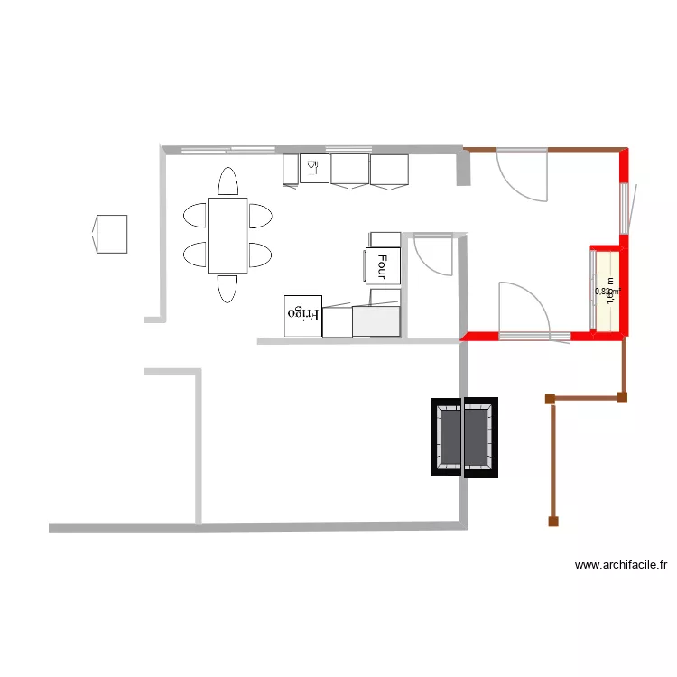 r&eacute;novation. Plan de 1  et 1 m²