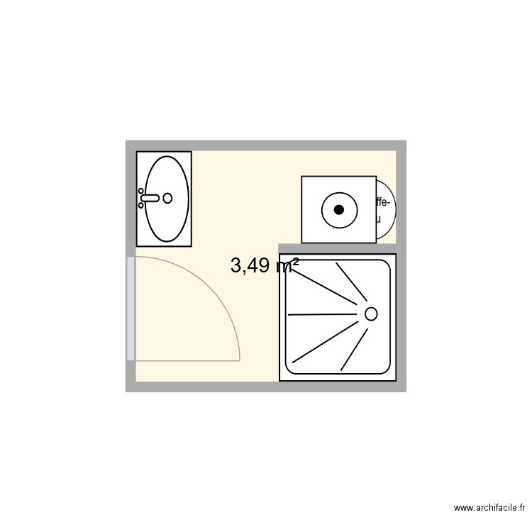salle de bain. Plan de 1 pièce et 3 m2