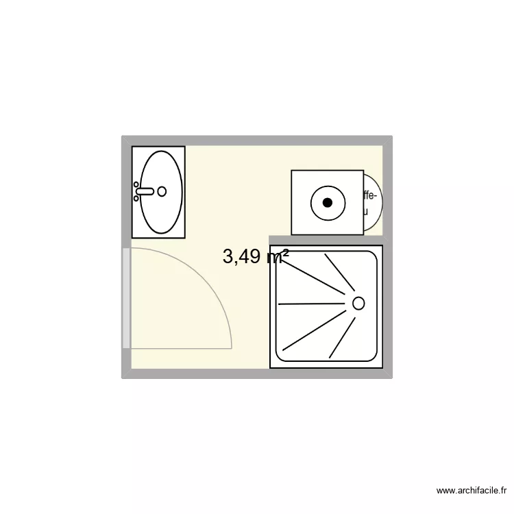 salle de bain. Plan de 1  et 3 m²