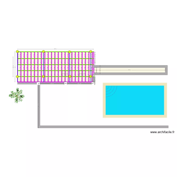 Projet nouvelle terrasse V1. Plan de 114 pièces et 30 m²