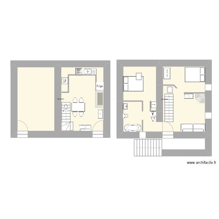 FORNO. Plan de 2 pièces et 89 m2