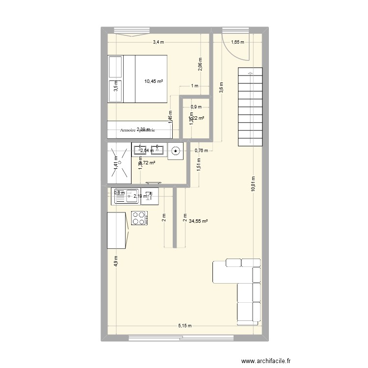 plateau trevoux. Plan de 4 pièces et 50 m2