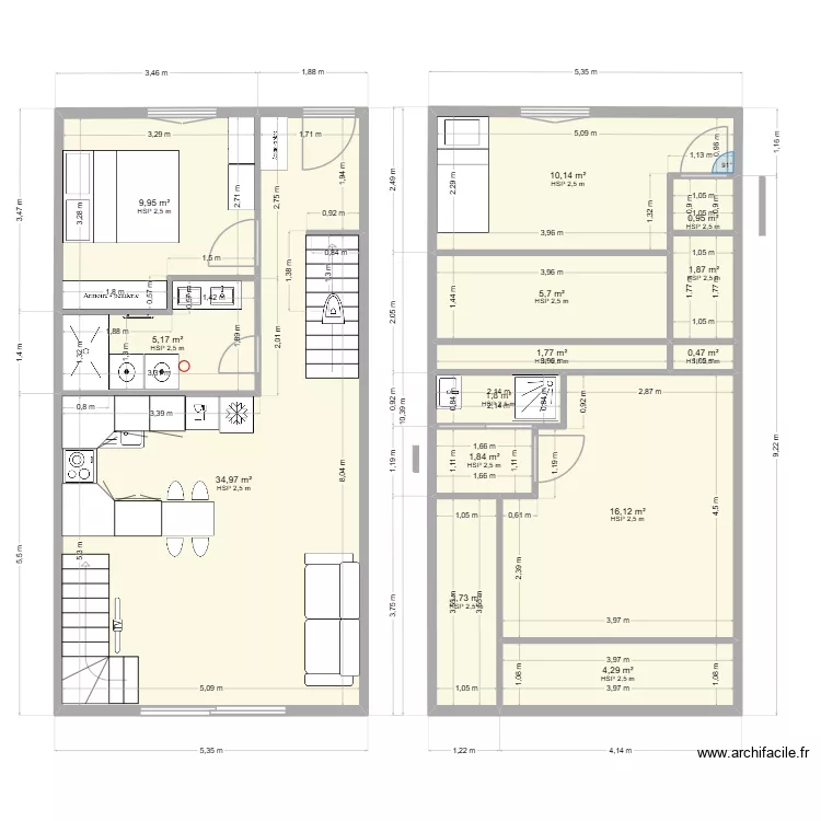 plateau trevoux. Plan de 14  et 99 m²