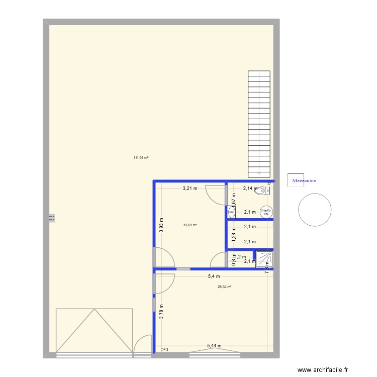 MS74 RDC. Plan de 3 pièces et 152 m2