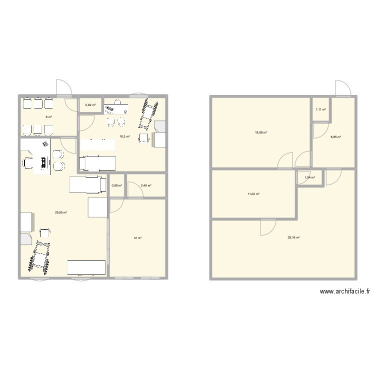 Cab 70m². Plan de 13 pièces et 137 m2