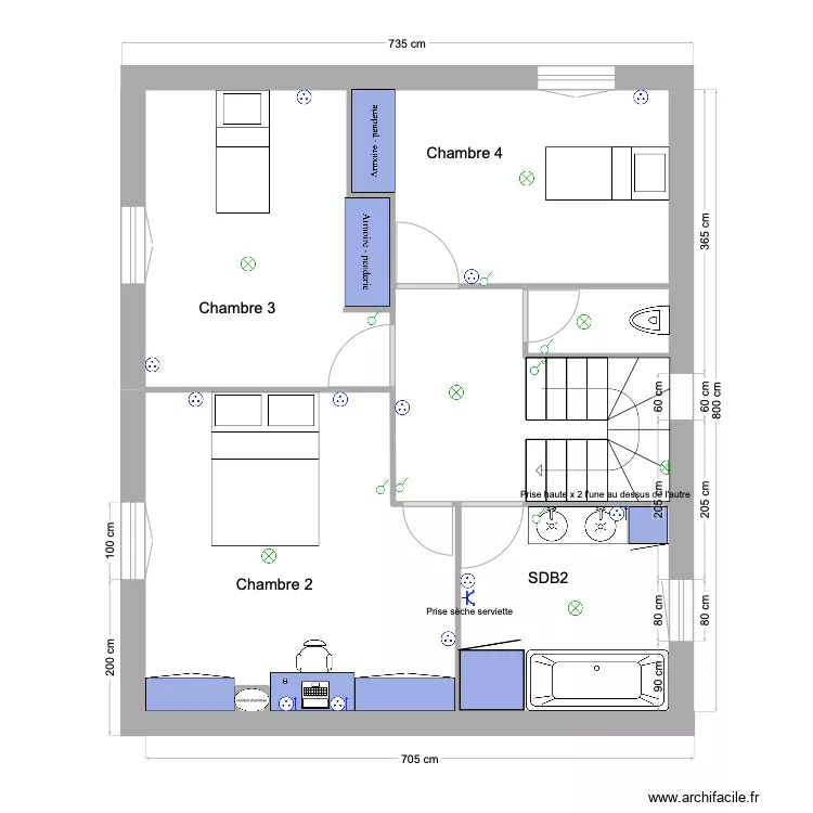 Etage &eacute;lectricit&eacute;. Plan de 