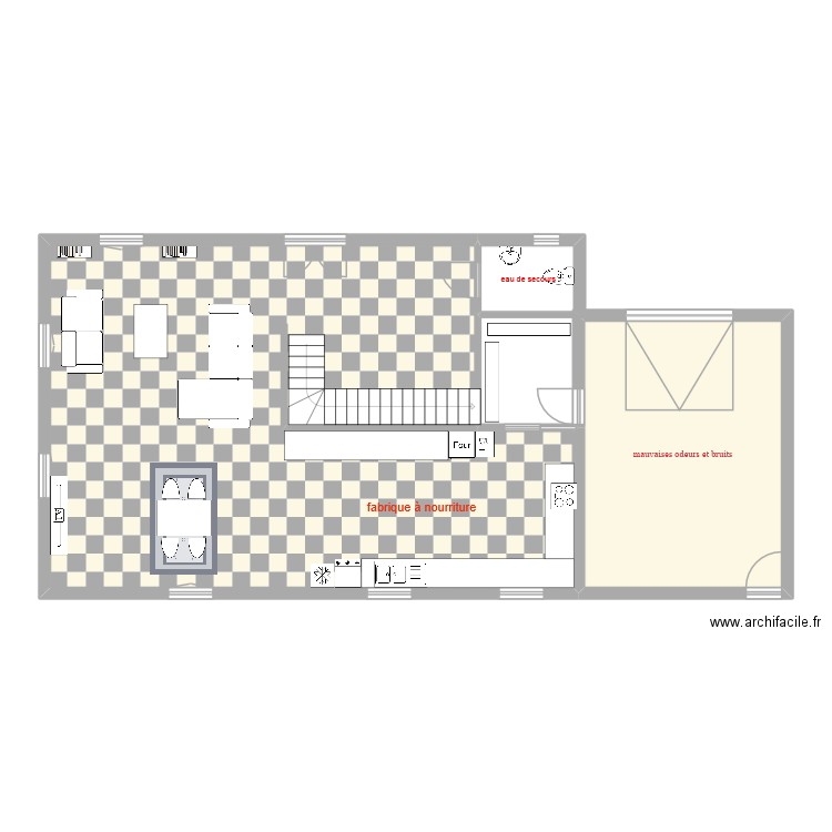 rdc cats. Plan de 3 pièces et 110 m2