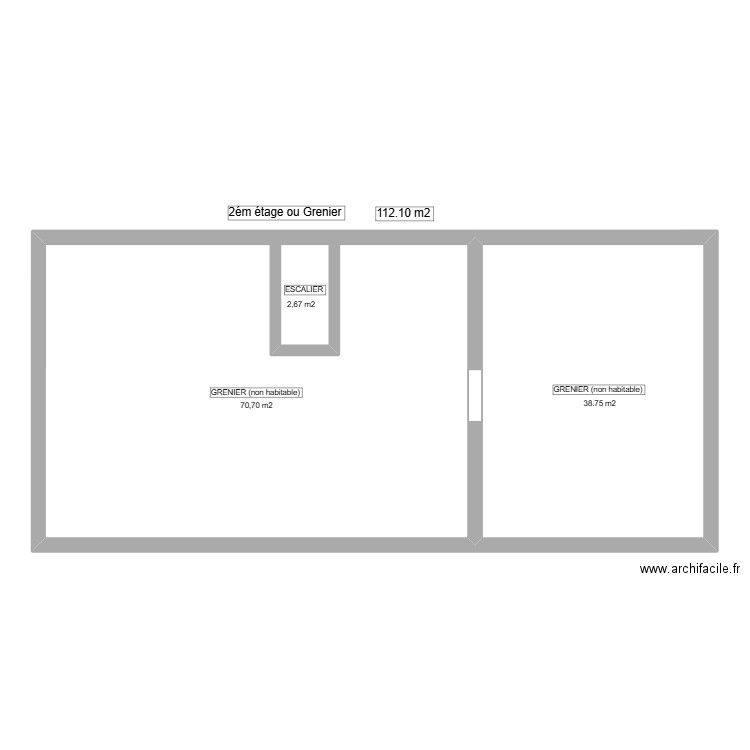 Impôt GRENIERS. Plan de 3 pièces et 130 m2