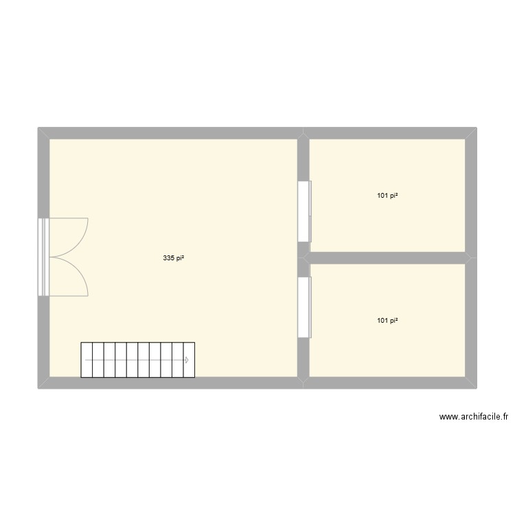 ecurie. Plan de 3 pièces et 50 m2