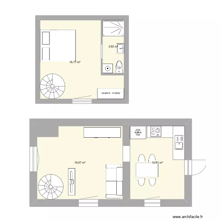 AIRBNB. Plan de 4 et 53 m² AIRBNB. Plan de 4 et 53 m²