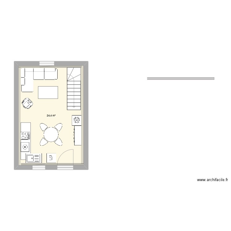 Bas maisonnette. Plan de 1 pièce et 24 m2