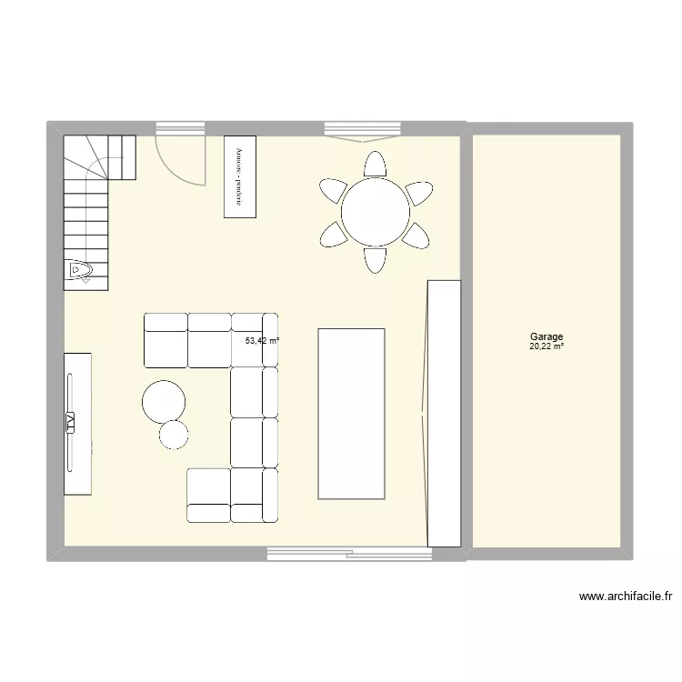 Montesson RDC. Plan de 2  et 74 m²
